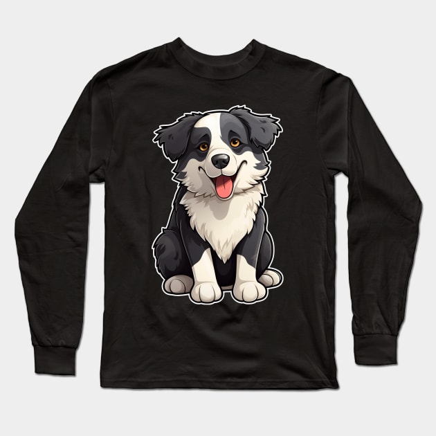 Cute Border Collie Dogs Funny Border Collie Long Sleeve T-Shirt by fromherotozero